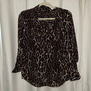 Guess Animal Print Blouse Size L